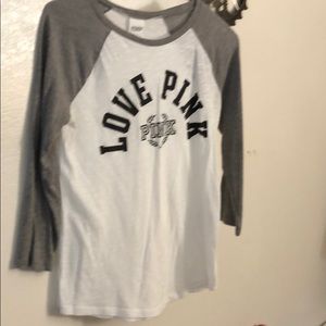 PINK white, grey t-shirt